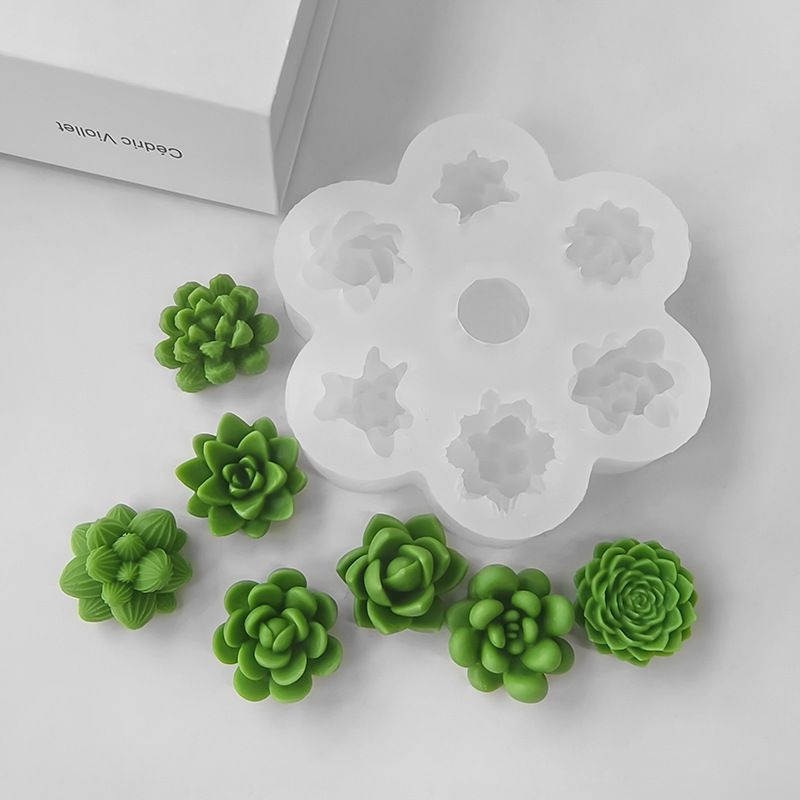 Soap Making Things - 7 In1 Succulent Cactus Silicone Mold,